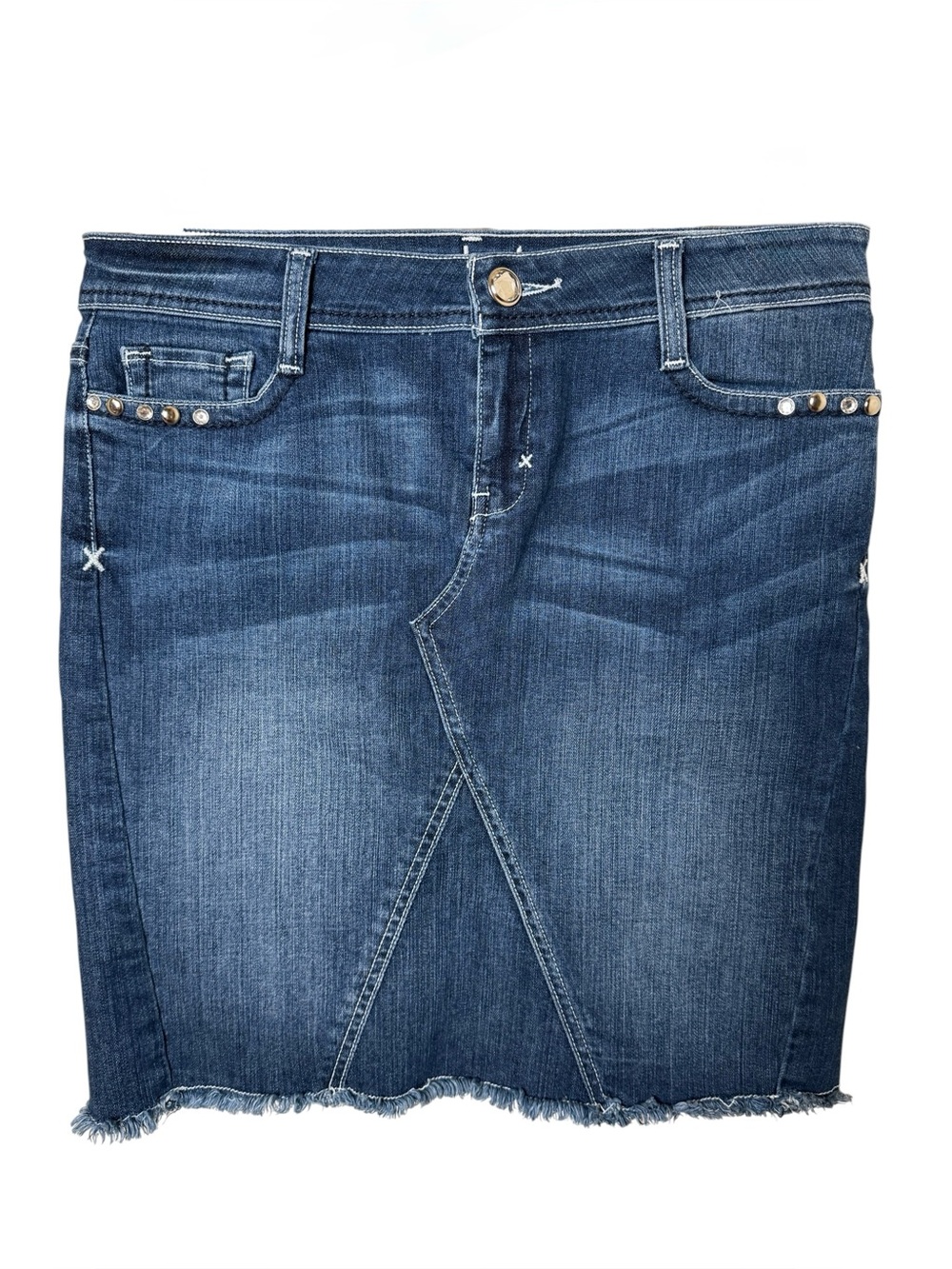 Ten Denim USA large Dark Blue Denim Mini Skirt with Stud Detail